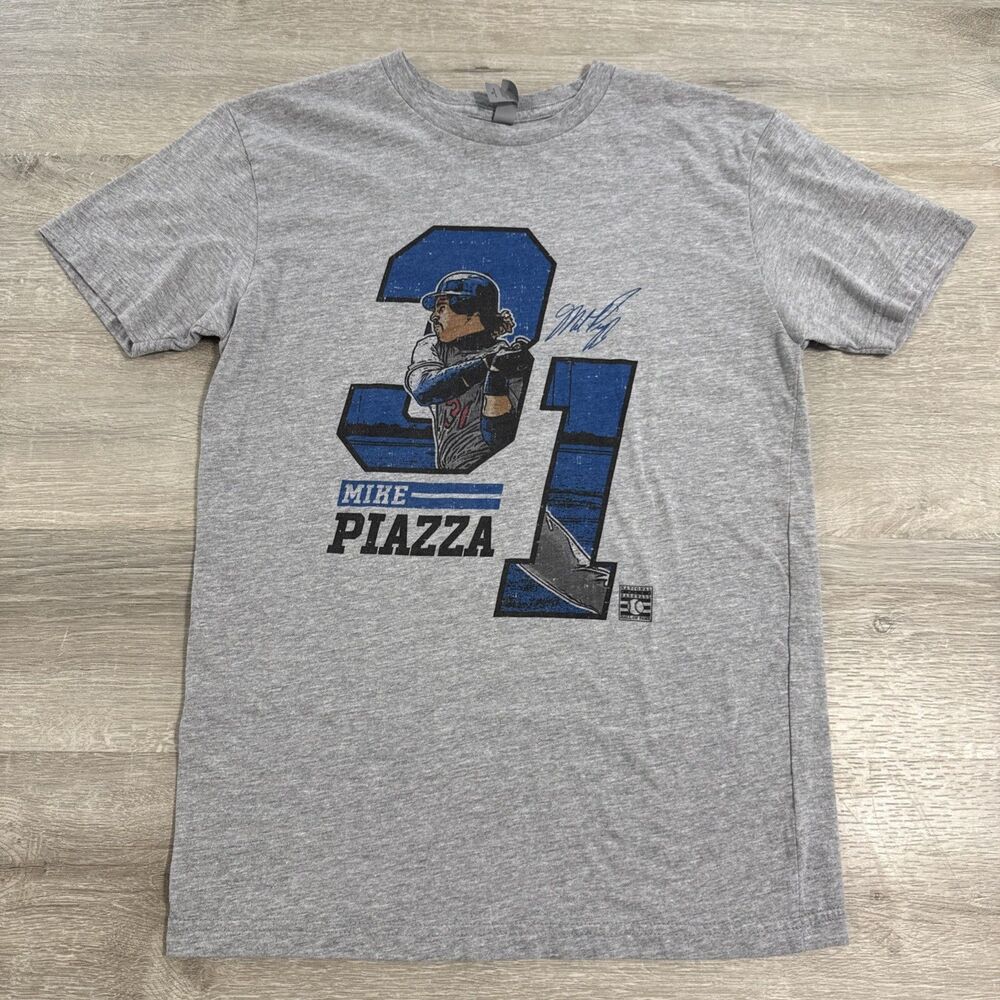 Mike Piazza Shirt Major League Baseball Men's Gray Small Tee Hall Of Fame